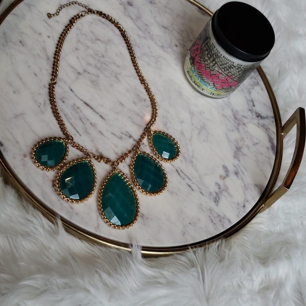 Multi tear drop charm statement necklace